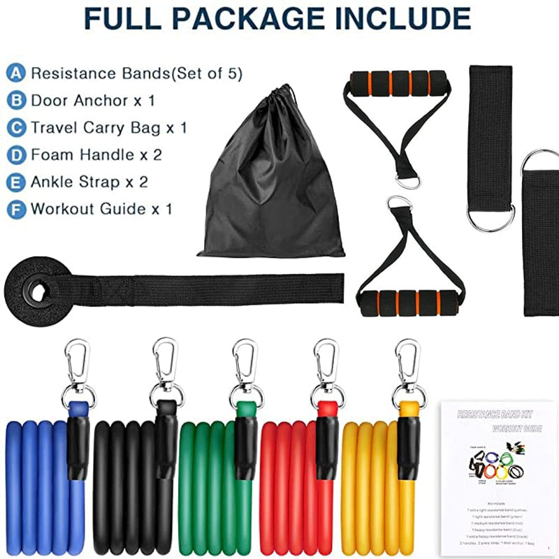 Resistance Bands Set  with Door Anchor Legs Ankle Straps for Resistance - myhealthylivingandmore