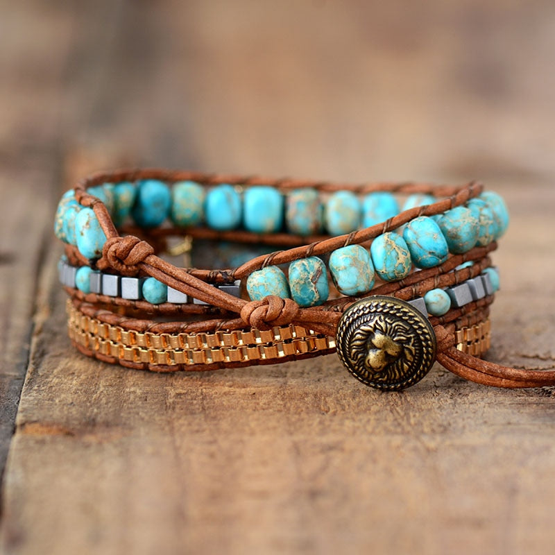 High End Leather Wrap Bracelets W/ Stones - myhealthylivingandmore