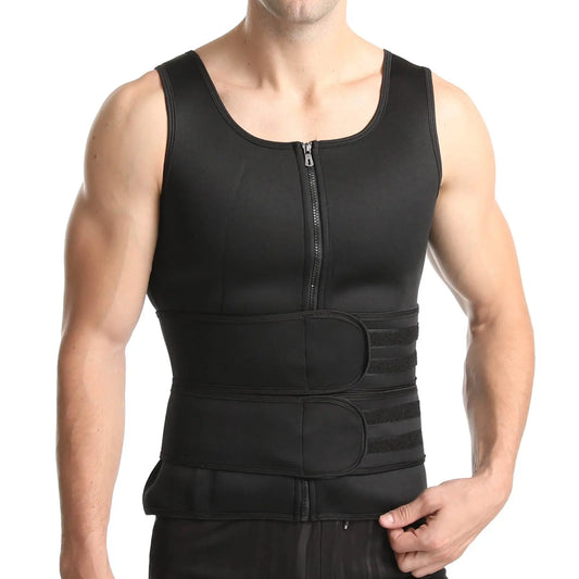 Men Sweat Sauna Vest Zippered Body Shaper