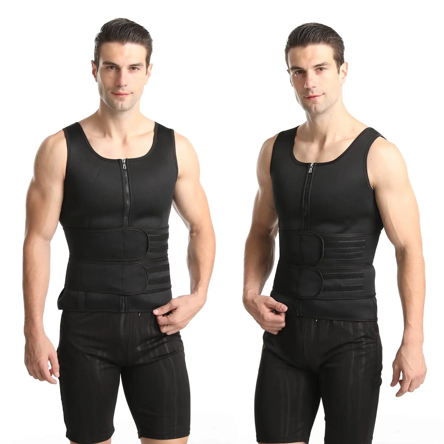 Men Sweat Sauna Vest Zippered Body Shaper