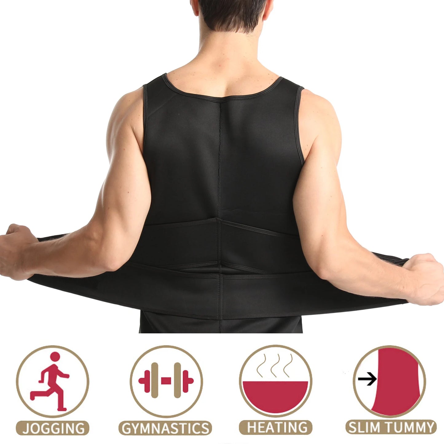 Men Sweat Sauna Vest Zippered Body Shaper