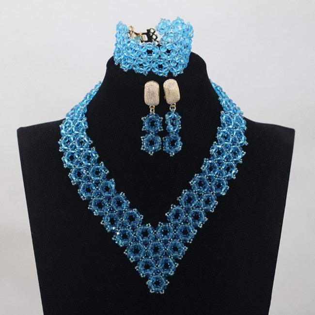 Sky Blue Crystal Beads Jewelry Sets - myhealthylivingandmore