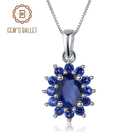 Natural Blue Sapphire Genuine  Pendant Necklace