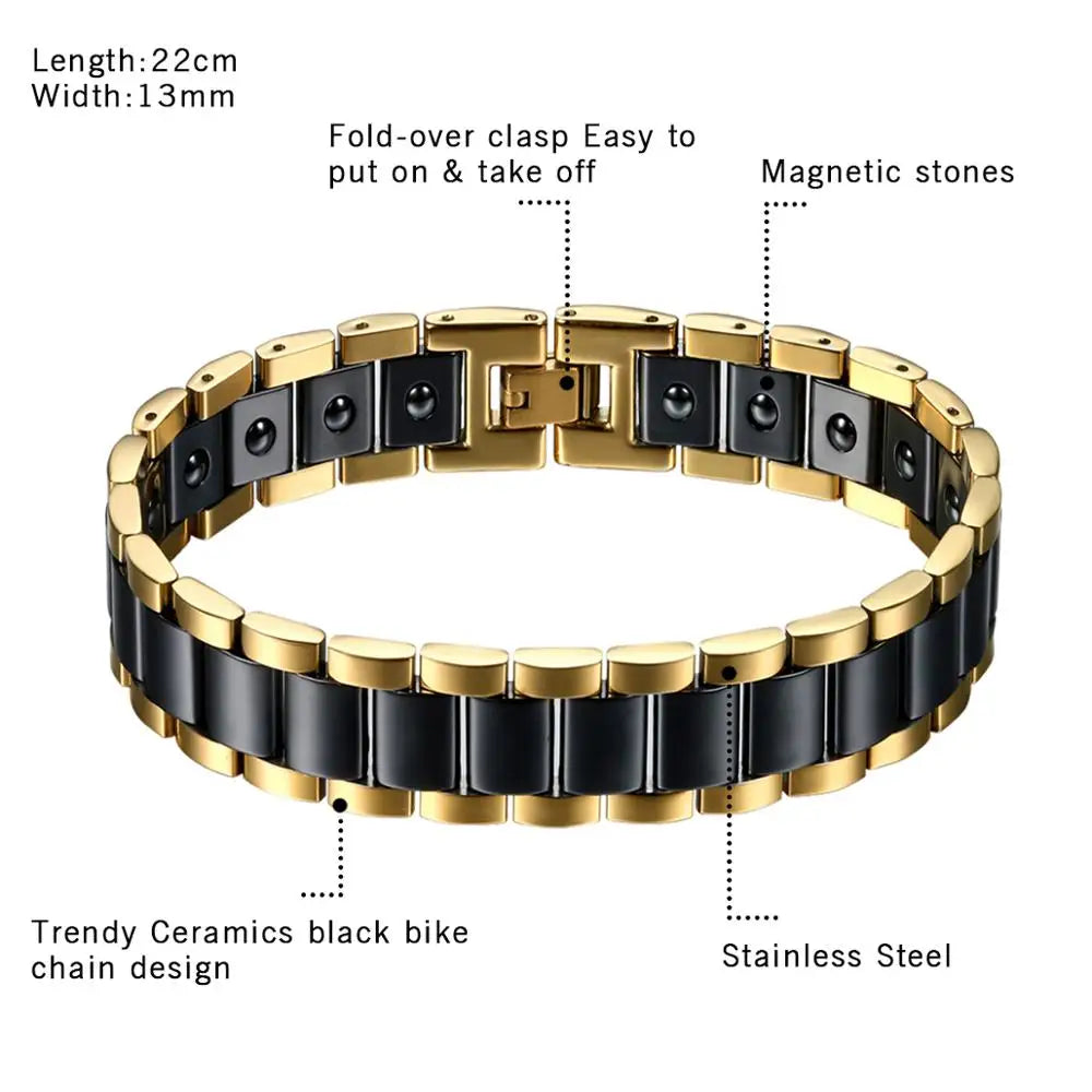 Therapy Health Stainless Steel Bracelets Men's Jewelry