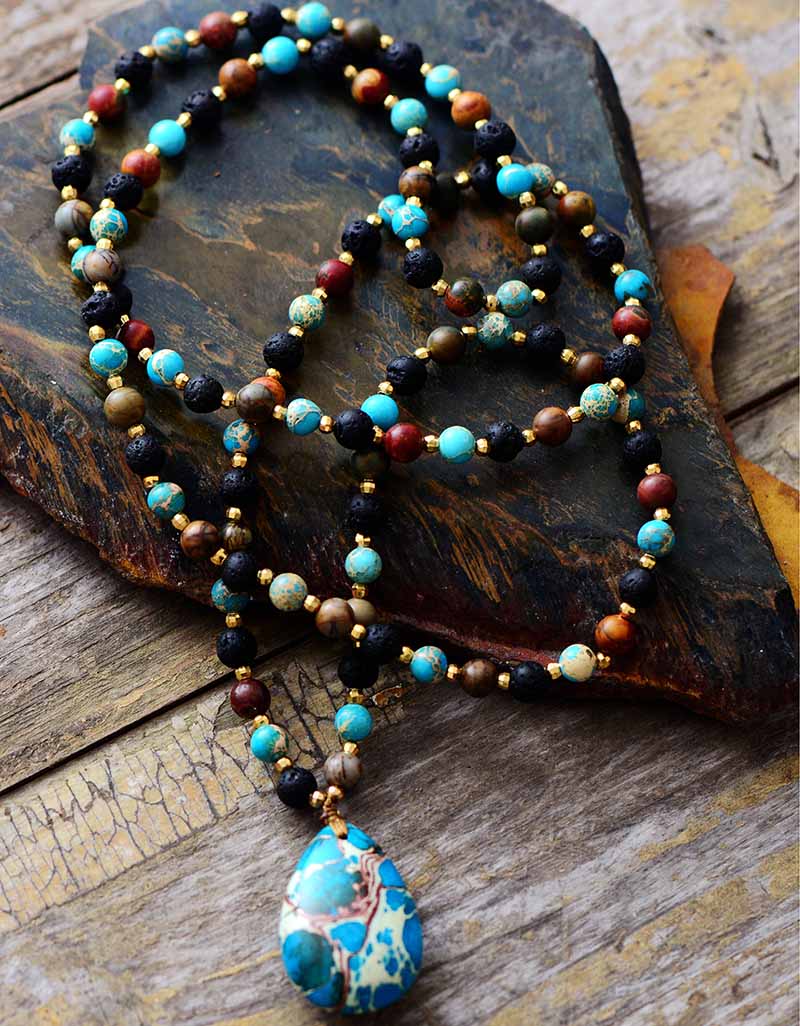 Women Necklace Spiritual Jewelry Jaspers Lava Stones - myhealthylivingandmore