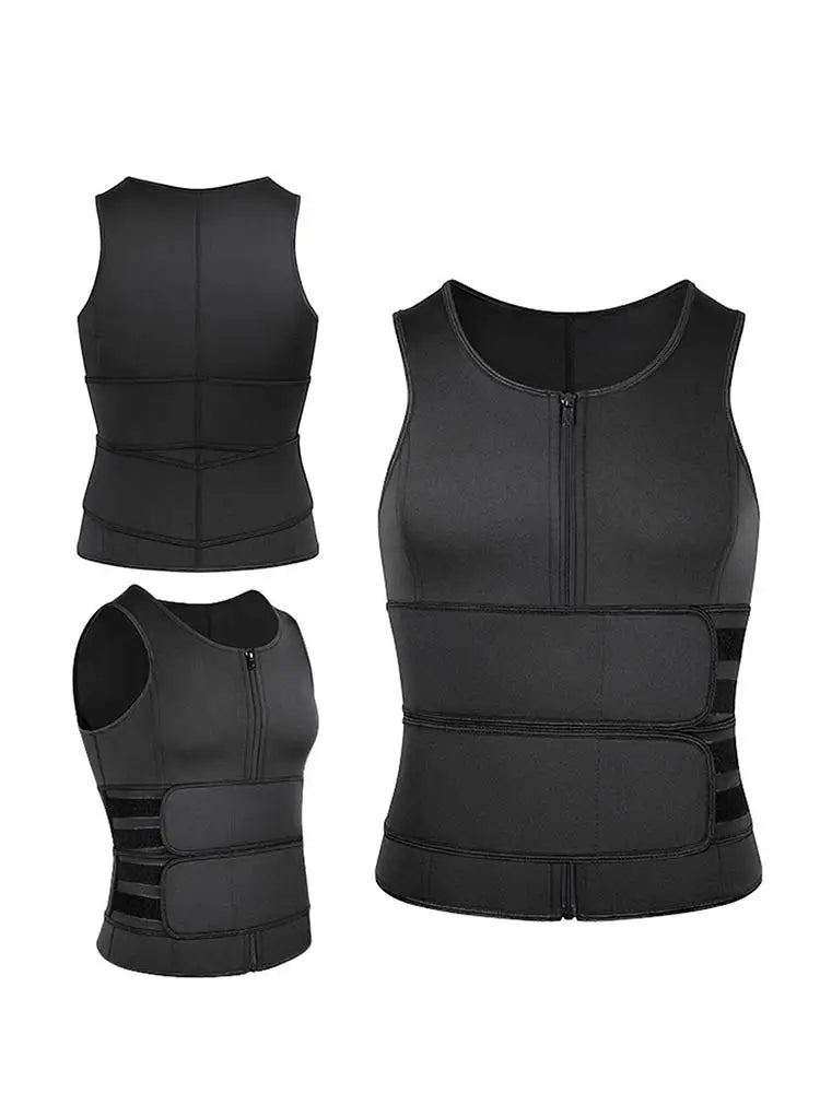 Men Sweat Sauna Vest Zippered Body Shaper