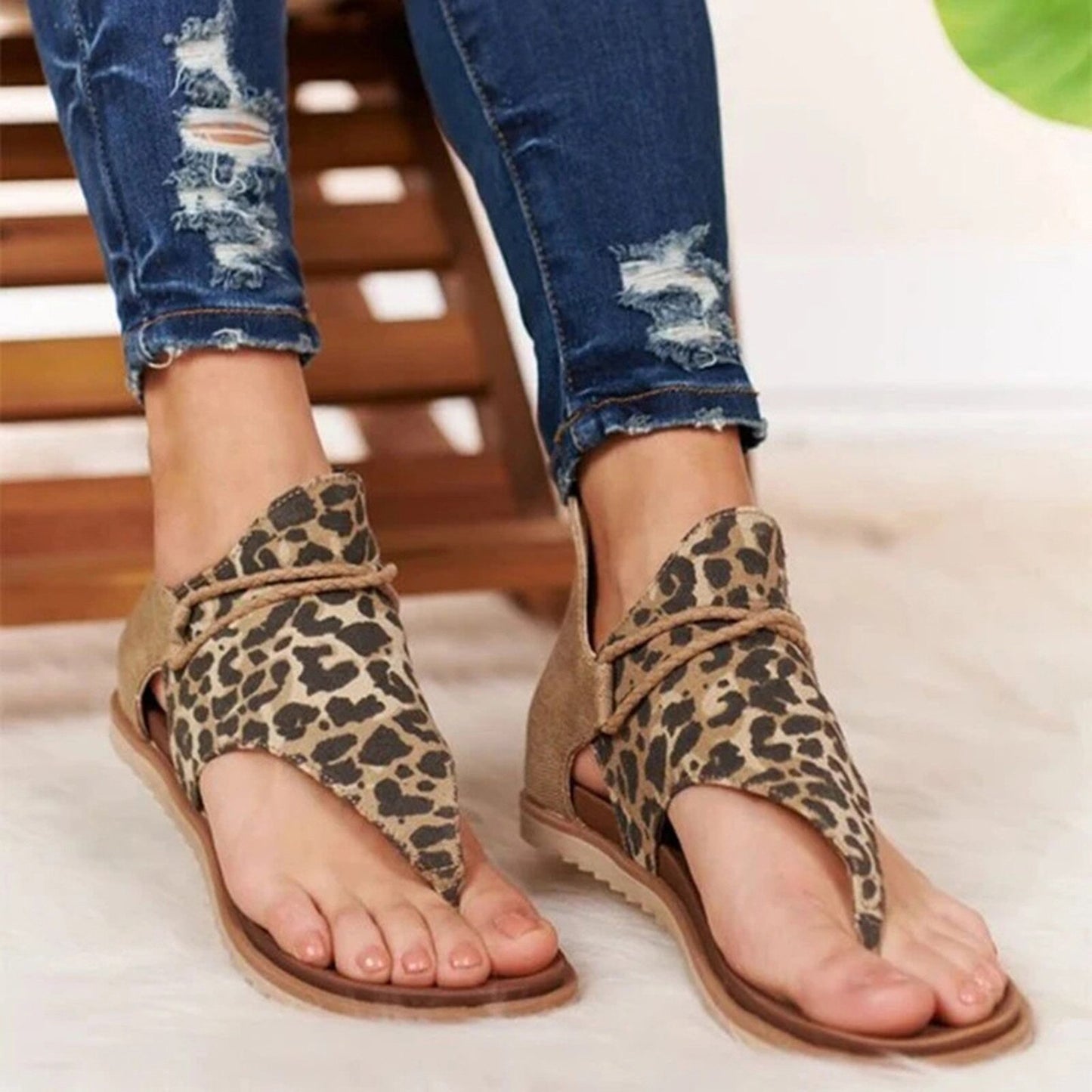 Women Sandals Pattern Sandals Anti-slip Cover Heel