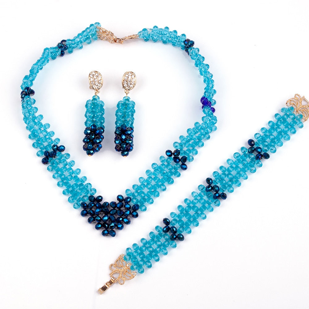 Sky Blue Crystal Beads Jewelry Sets - myhealthylivingandmore