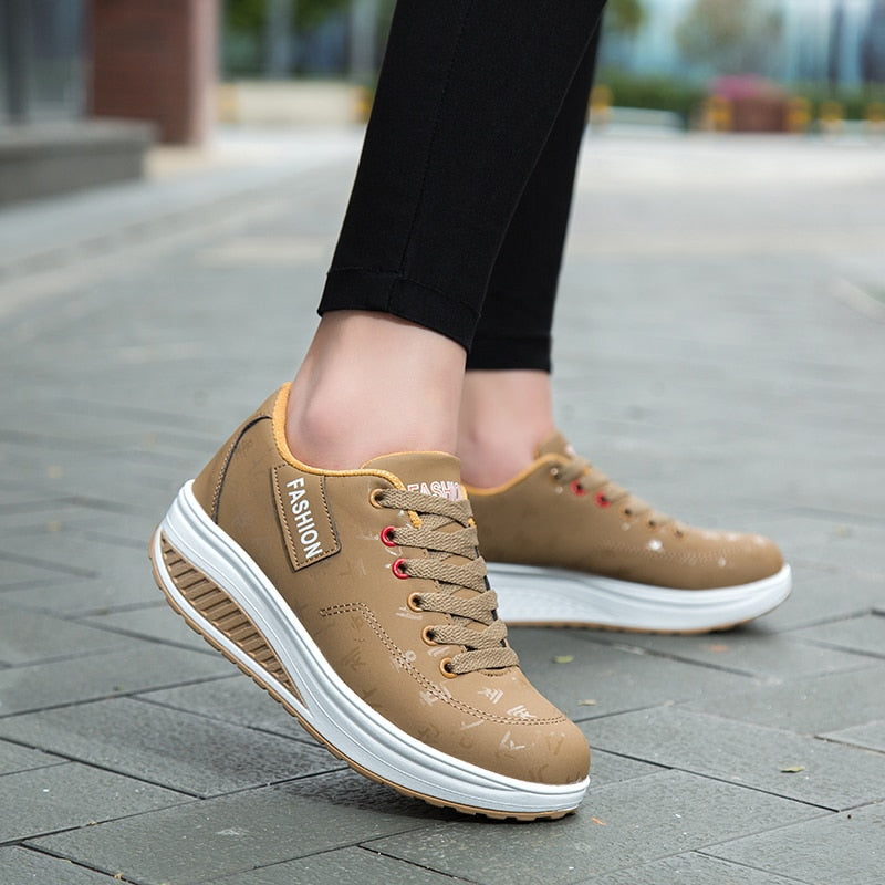 Walking  Sneakers Fashion Comfortable Lightweight Ladies Thick Bottom - myhealthylivingandmore