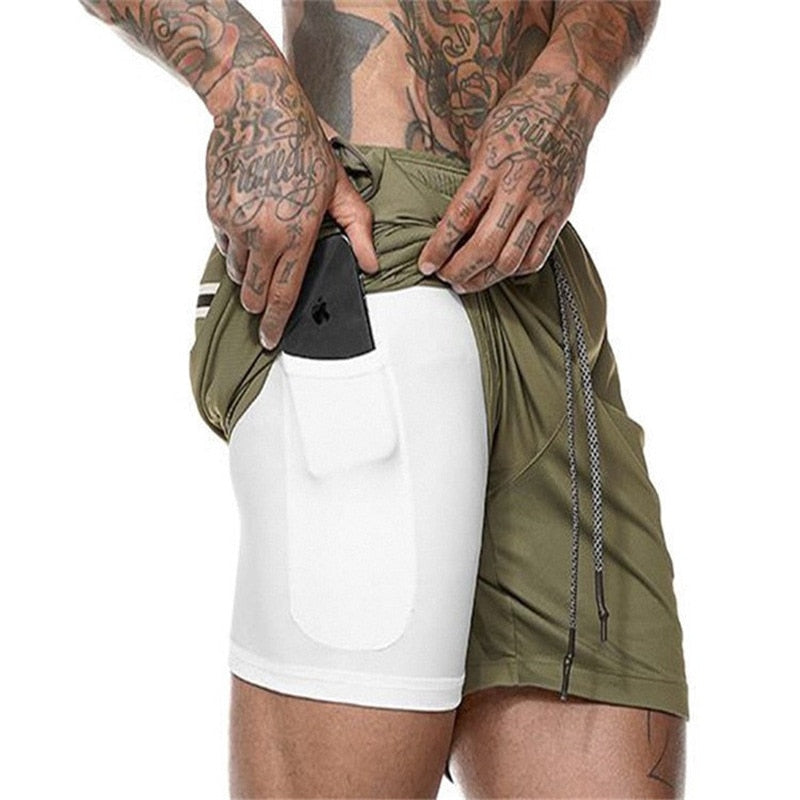 Men Sportswear Double-deck Running Shorts