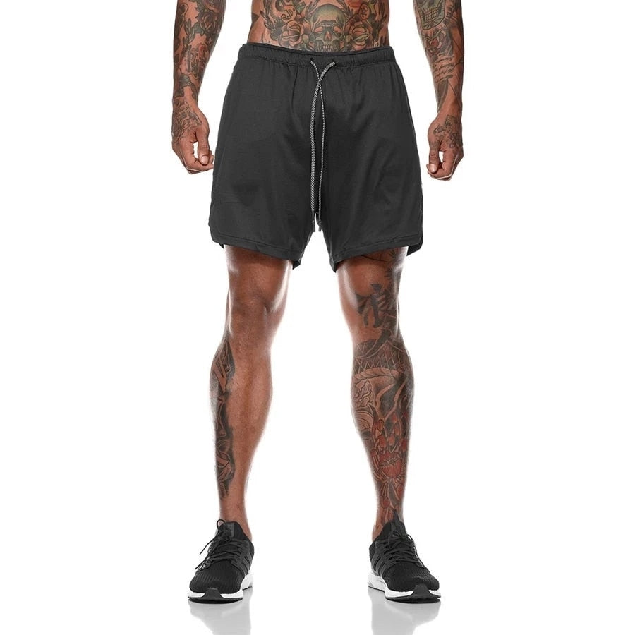 Men Sportswear Double-deck Running Shorts