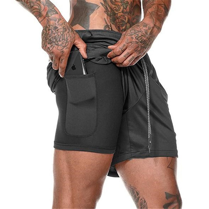 Men Sportswear Double-deck Running Shorts