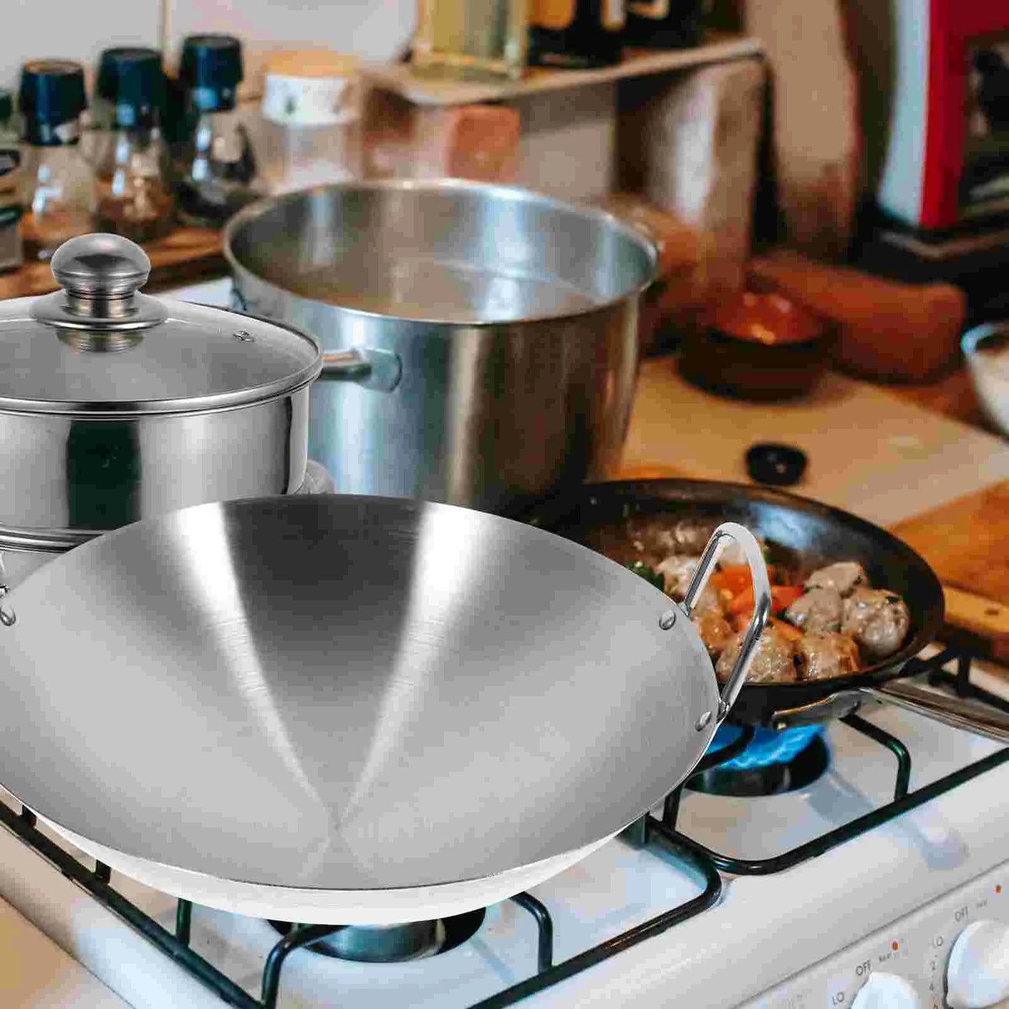 Wok Pan Steel Stainless Frying Pot