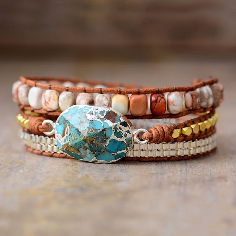 High End Leather Wrap Bracelets W/ Stones - myhealthylivingandmore