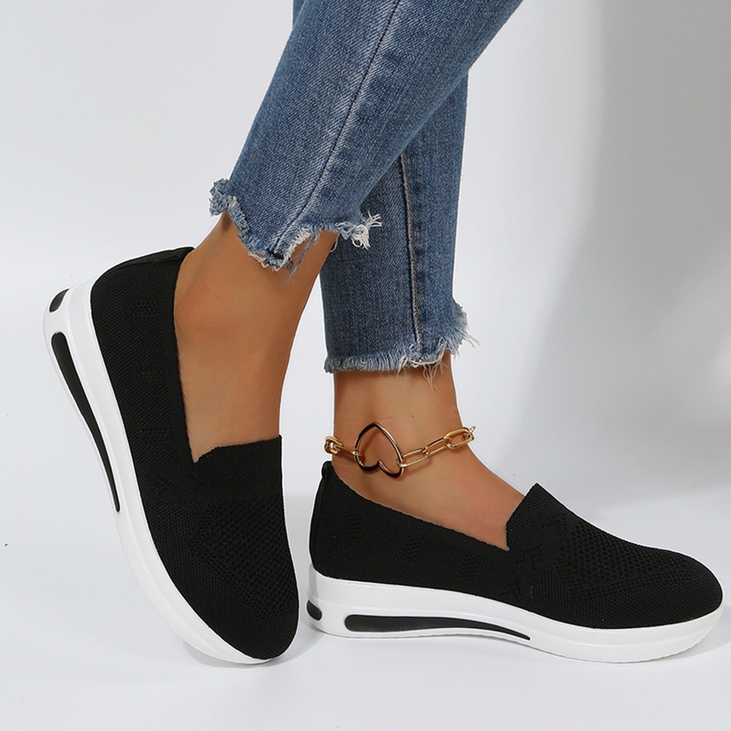 Comfortable Breatahble Slip On Mesh Thick Sole Casual Sneakers