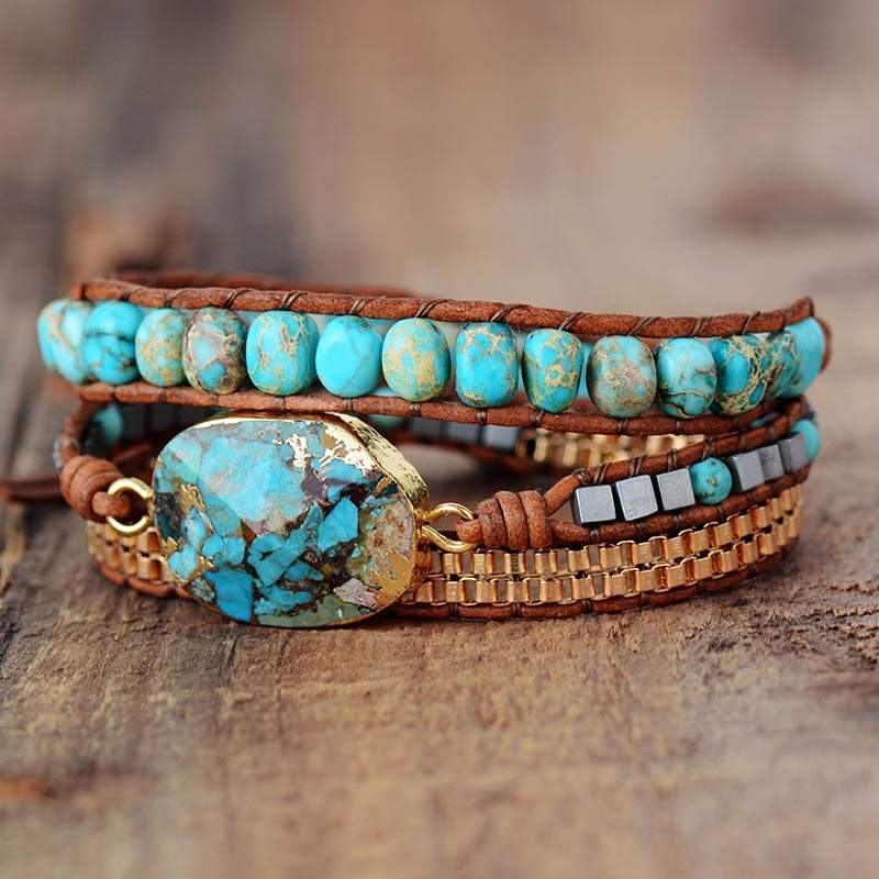 High End Leather Wrap Bracelets W/ Stones - myhealthylivingandmore