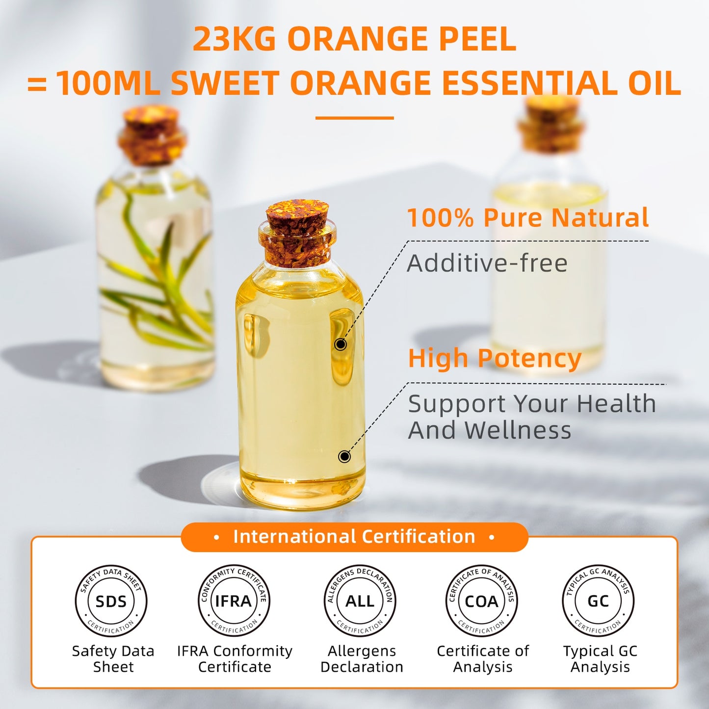 100ML Sweet Orange Essential Oils,100% Pure Nature for Aromatherapy