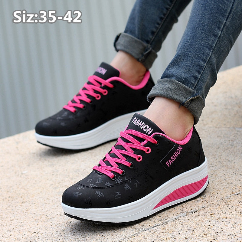 Walking  Sneakers Fashion Comfortable Lightweight Ladies Thick Bottom - myhealthylivingandmore