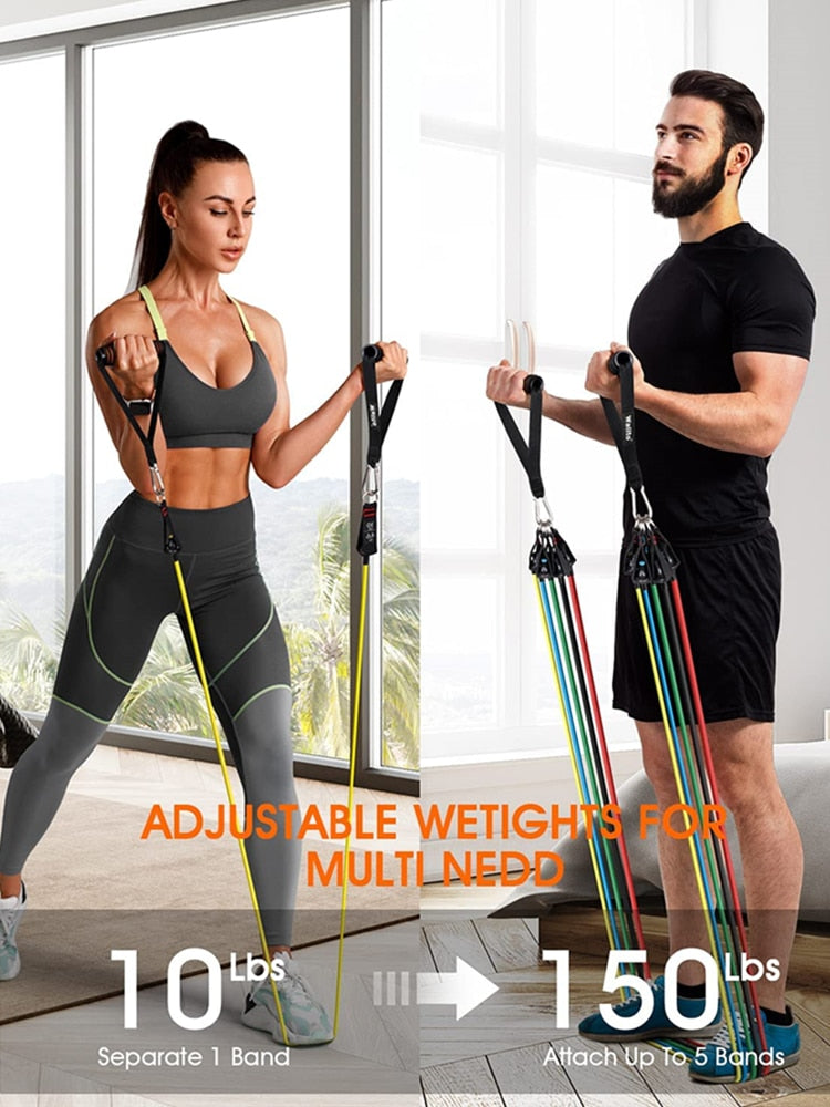 Resistance Bands Set  with Door Anchor Legs Ankle Straps for Resistance - myhealthylivingandmore