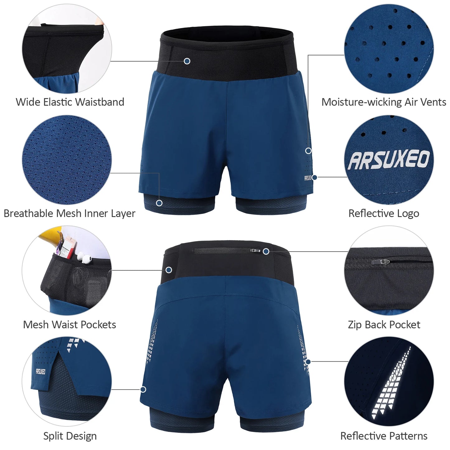 Men Running Shorts High Waist