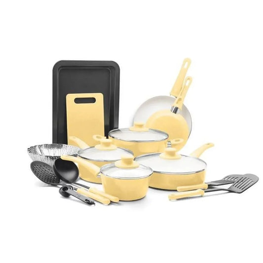 18-Piece Soft Grip Ceramic Non-Stick Cookware Set