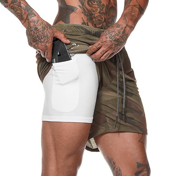 Men Sportswear Double-deck Running Shorts