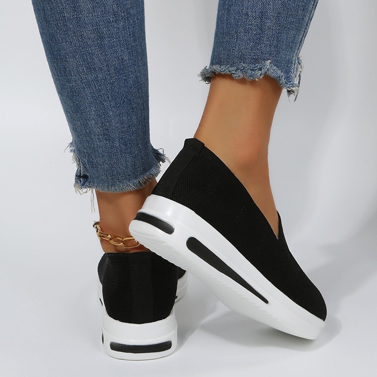 Comfortable Breatahble Slip On Mesh Thick Sole Casual Sneakers