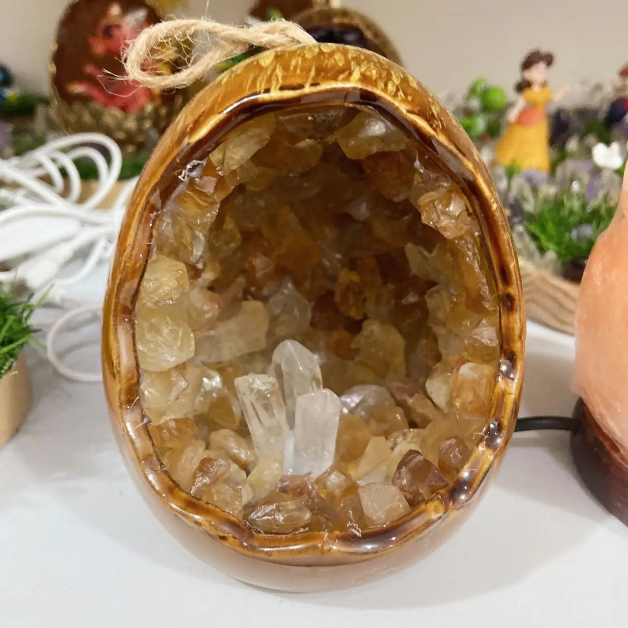 Healing Gemstone Rose Quartz Crystal Night Light