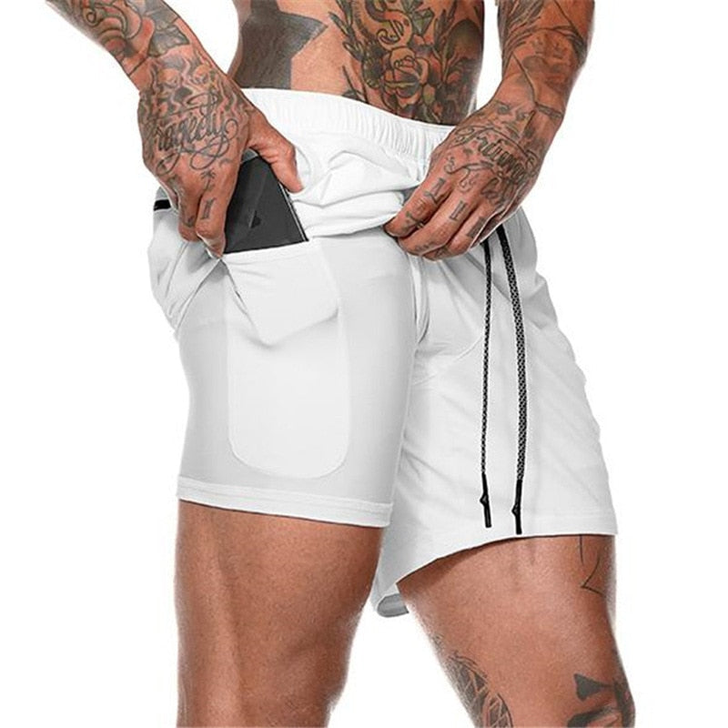 Men Sportswear Double-deck Running Shorts