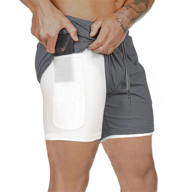 Men Sportswear Double-deck Running Shorts