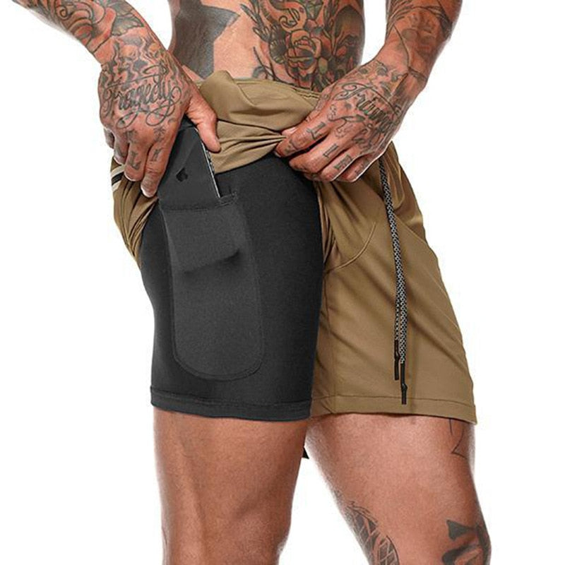 Men Sportswear Double-deck Running Shorts