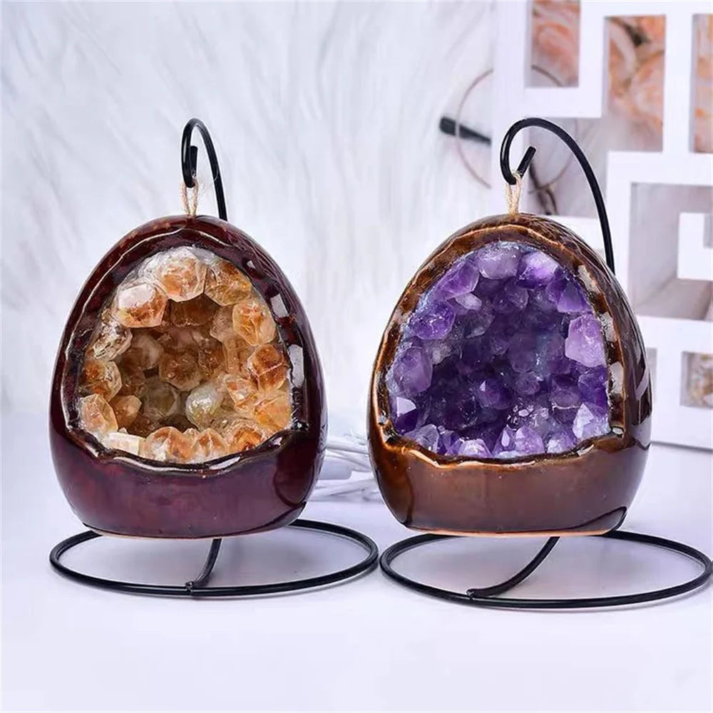 Healing Gemstone Rose Quartz Crystal Night Light