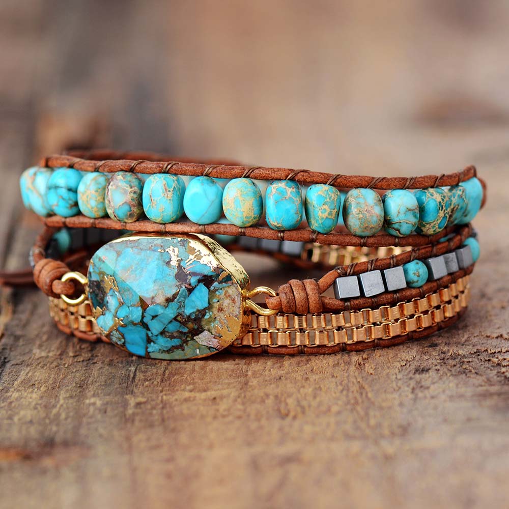 High End Leather Wrap Bracelets W/ Stones - myhealthylivingandmore