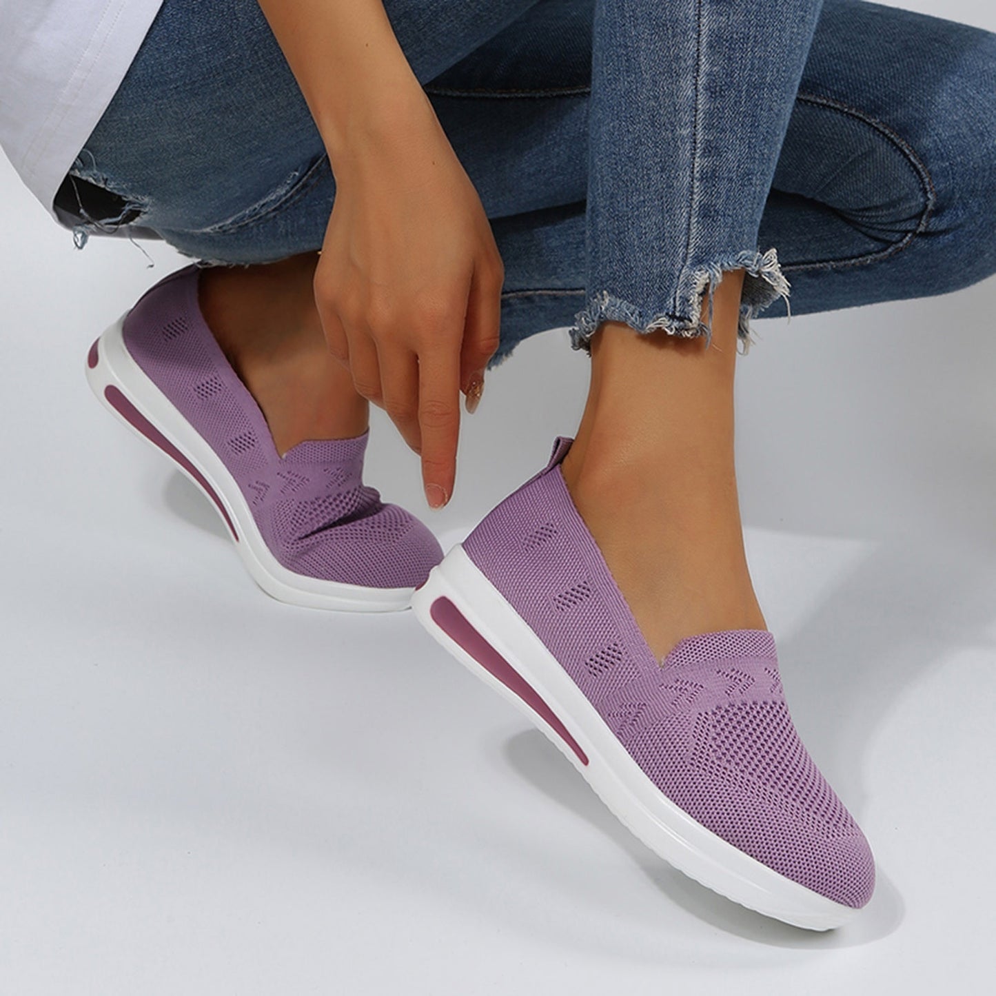 Comfortable Breatahble Slip On Mesh Thick Sole Casual Sneakers