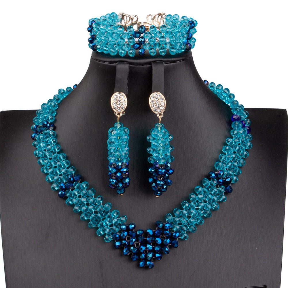 Sky Blue Crystal Beads Jewelry Sets - myhealthylivingandmore